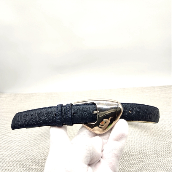 Christian Dior Vintage Belt Medium Blue Leather Women - Picture 1 of 15